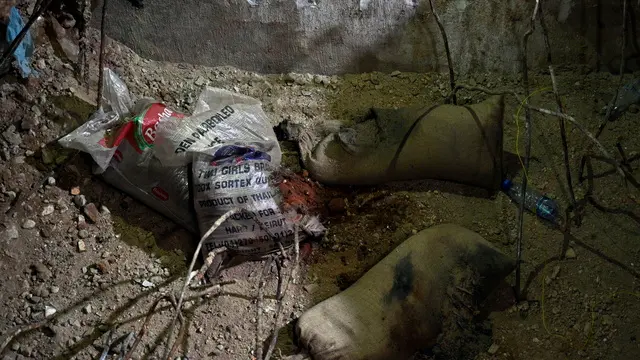 epa11612518 Debris in a crater after Lebanese army soldiers blew up a communication device in the parking lot of the American University of Beirut Medical Center (AUBMC) in Beirut, Lebanon, 18 September 2024. According to Lebanon's state news agency, at least nine people have been killed and more than 300 injured in Lebanon following the explosion of wireless devices on 18 September. The blasts came a day after multiple wireless communication devices (pagers) were detonated on 17 September killing at least 12 people and injuring more than 2,800 others. Lebanon's Hezbollah said in a statement that Israel was behind the attacks. EPA/WAEL HAMZEH