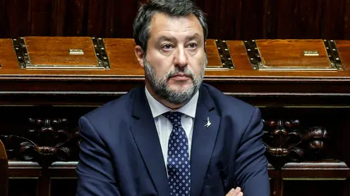 Il ministro dei Trasporti e delle infrastrutture Matteo Salvini alla Camera durante il Question time, Roma, 18 settembre 2024. ANSA/GIUSEPPE LAMI