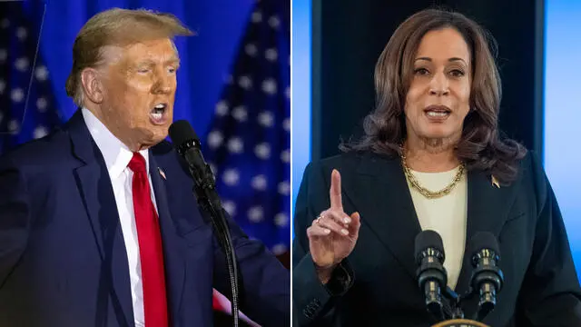 Nella combo, Donald Trump (a sinistra) e Kamala Harris (a destra). EPA/ EPA