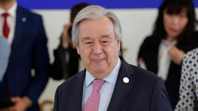 United Nations Secretary-General Antonio Guterres attend a Session VI – Artificial Intelligence, Energy, Africa- Mediterranean with G7 leaders and state leaders outreach during the Borgo Egnazia Summit in Brindisi, Italy, June 14, 2024 ANSA / GIUSEPPE LAMI