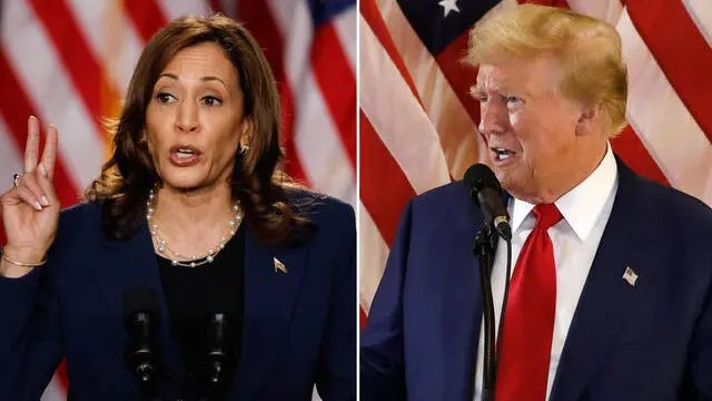 Nella combo, Kamala Harris (a sinistra) e Donald Trump (a destra). EPA/ EPA