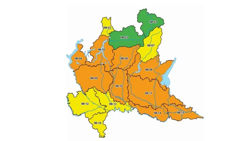 La mappa della Lombardia per il rischio idrogeologico del 23 settembre