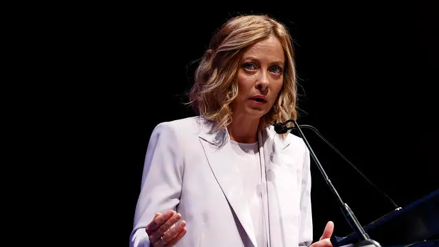 Il presidente del Consiglio Giorgia Meloni durante l’assemblea di Confindustria 2024, presso l’Auditorium Parco della musica, Roma, 18 settembre 2024, ANSA/VINCENZO LIVIERI