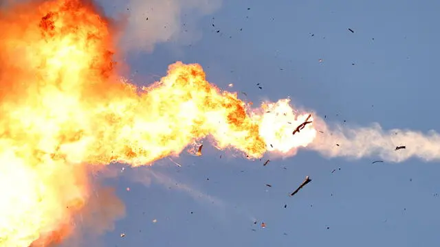 epa11563783 A Hezbollah unmanned aerial vehicle (UAV) crossing from Lebanon gets intercepted by an Israeli fighter jet over an area near the Lebanon-Israel border, as seen from northern Israel, 25 August 2024. The Israeli military stated that Israeli Air Force fighter jets are currently striking targets belonging to the Hezbollah organization that posed an imminent threat to the citizens of the State of Israel. EPA/ATEF SAFADI