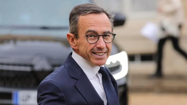 epa11620846 Newly appointed French Interior Minister Bruno Retailleau leaves from the Elysee palace after the first new cabinet meeting in Paris, France, 23 September 2024. The new government of new French Prime Minister Michel Barnier was announced on 21 September. EPA/Teresa Suarez