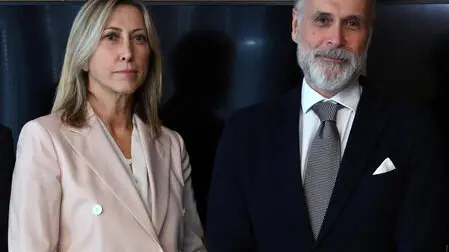 Simona Agnes e Giampaolo Rossi durante la prima riunione del nuovo Consiglio di Amministrazione della Rai, Roma, 01 ottobre 2024. ANSA/ETTORE FERRARI