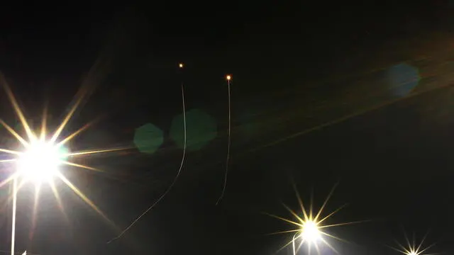 epa11277706 The Israeli Iron Dome (air defense system) intercepts missiles launched from southern Lebanon, near Kiryat Shemona, in northern Israel, 14 April 2024. According to the Israeli army IDF on early 14 April Iran launched missiles from its territory toward the territory of the State of Israel. The IDF called called for people to be alert and act according to the Home Front Command’s guidelines. EPA/ATEF SAFADI