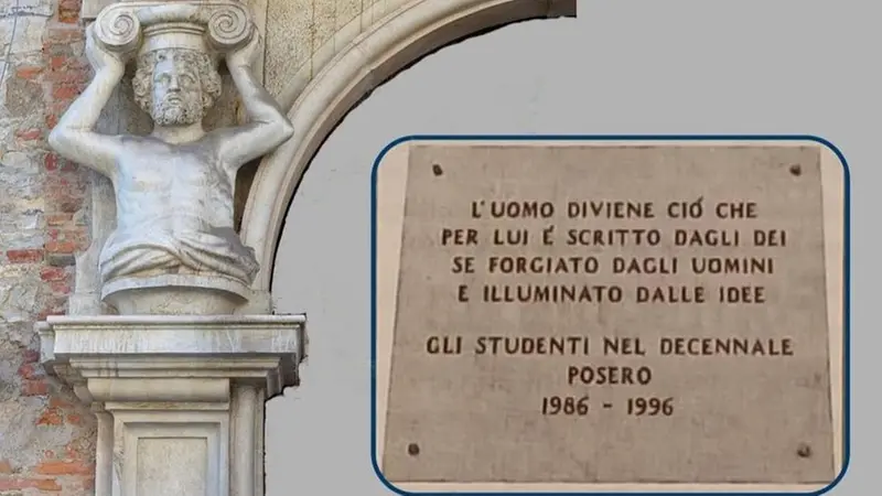 La lapide goliardica che sarà (ri)posata al liceo Arnaldo © www.giornaledibrescia.it