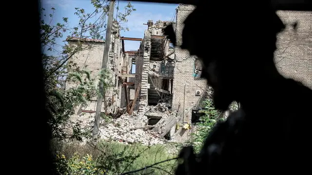 epa11581299 A handout picture made available by the press service of the 24th Mechanized Brigade of the Ukrainian Armed Forces on 03 September 2024 shows a serviceman walking in the destroyed city of Chasiv Yar, in the Donetsk region, Ukraine, 02 September 2024. Andrii Polukhin, a spokesperson for the 24th Mechanized Brigade named after King Danylo, said on 29 August 2024 that the town had been destroyed in the fighting with Russian forces. About 12,000 people lived in Chasiv Yar before the full-scale invasion, but only about 700 people remained there by April 2024. The Governor of Donetsk Oblast, Vadym Filashkin, reiterated in his message that civilians should evacuate the town. Russian troops entered Ukrainian territory on 24 February 2022, starting a conflict that has provoked destruction and a humanitarian crisis. EPA/PRESS SERVICE OF 24 MECHANIZED BRIGADE / HANDOUT HANDOUT EDITORIAL USE ONLY/NO SALES