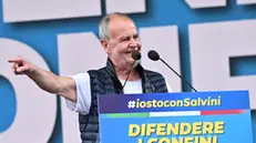 Minister for regional affair and autonomies, Roberto Calderoli, during traditional Lega party rally in Pontida (Bergamo), 6 October 2024. ANSA/MICHELE MARAVIGLIA