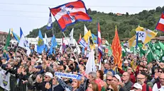 Lega’s supporter during traditional Lega party rally in Pontida (Bergamo), 6 October 2024. ANSA/MICHELE MARAVIGLIA