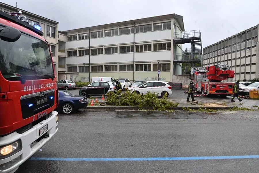 L'intervento dei Vigili del fuoco alla scuola Foscolo