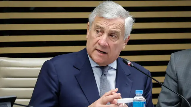 epa11650899 Italy's Minister for Foreign Affairs Antonio Tajani speaks at the Business Forum Italy - Brazil, on occasion of his official visit in Sao Paulo, Brazil, 09 October 2024. EPA/GIUSEPPE LAMI