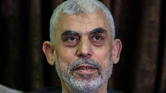 epa11531416 (FILE) Hamas Gaza leader Yahya Al Sinwar attends a press conference after Hamas announcing his victory in Gaza City, Gaza Strip, 10 March 2021 (reissued 06 August 2024). On 06 August 2024 Hamas announced that Senior Hamas leader in Gaza Strip Yahya Al-Sinwar, became the group's new political leader following the assassination of Hamas leader Ismail Haniyeh in Tehran on 31 July 2024. EPA/MOHAMMED SABER *** Local Caption *** 56754685