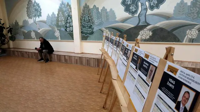 epa11657329 A view of posters of candidates during the first round of the parliamentary election in Utena, Lithuania, 13 October 2024. Parliamentary elections are held in Lithuania on 13 October 2024, with a second round on 27 October 2024.ÃŠ EPA/VALDA KALNINA