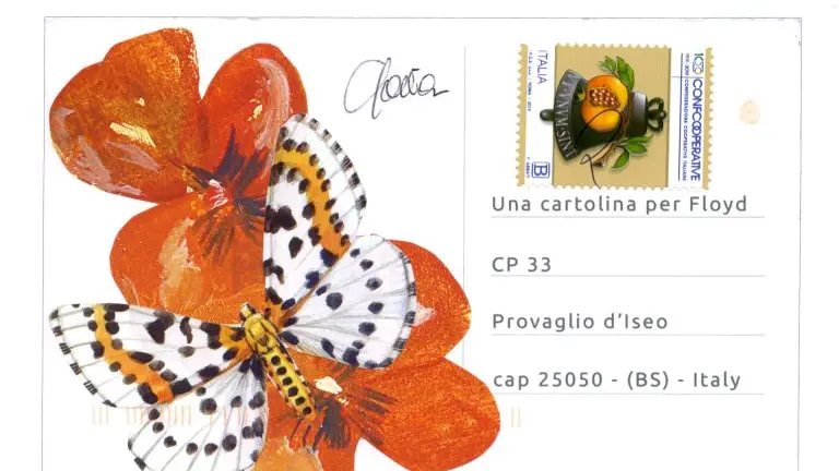 Una delle cartoline realizzate per li progetto A Postcard for Floyd - Foto tratta da www.giangiacomorocco.com/a-postcard-for-floyd/