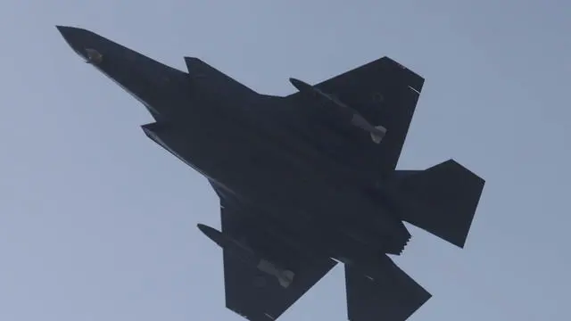 epa11278043 An Israeli F35 fighter jet takes off from an undisclosed location in central Israel, 14 April 2024. According to the IDF, Israel’s defense systems, as well as Israel’s allies in the region, intercepted 99 percent of more than “300 threats of various typesâ€, including drones, cruise and surface-to-surface missiles, launched from Iran against Israel overnight. EPA/ABIR SULTAN