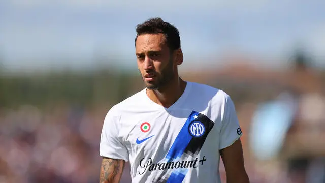 Inter Milan's midfielder Hakan Calhanoglu during the Italian serie A soccer match Empoli FC vs Inter Milan AC at Carlo Castellani Stadium in Empoli, Italy, 24 September 2023 ANSA/CLAUDIO GIOVANNINI