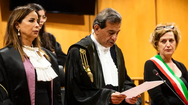 Il presidente, durante la sentenza di appello bis del processo per l’omicidio di Desiree Mariottini presso la Corte d’Appello, Roma, 29 maggio 2024. ANSA/ANGELO CARCONI