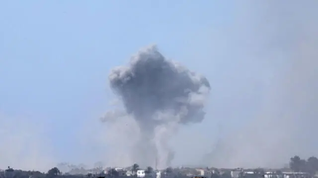 epa11339508 Smoke rises as a result of an Israeli air strike in Jabalia, northern Gaza Strip, as seen from the Israeli side of the border, southern Israel, 14 May 2024. The Israeli military stated on 14 May, that Israeli troops 'expanded' their activity in the area of Jabalia overnight, and conducted 'targeted operations' in the area. More than 35,000 Palestinians and over 1,455 Israelis have been killed, according to the Palestinian Health Ministry and the Israel Defense Forces (IDF), since Hamas militants launched an attack against Israel from the Gaza Strip on 07 October 2023, and the Israeli operations in Gaza and the West Bank which followed it. EPA/ATEF SAFADI