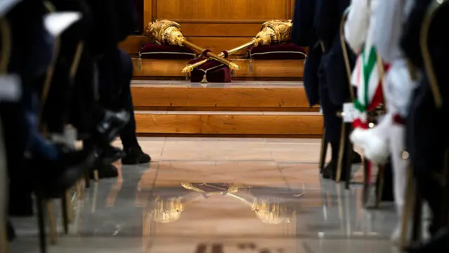 Un momento dell’udienza della Corte dei conti del Giudizio di Parificazione del Rendiconto generale dello Stato per l’esercizio finanziario 2023, presso Aula delle Sezioni riunite, Roma, 27 giugno 2024. ANSA/ANGELO CARCONI