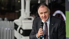 Il presidente di Confindustria Emanuele Orsini in un momento dell’assemblea di Federmeccanica “Impresa” al museo ferroviario di Pietrarsa. Napoli 27 Settembre 2024. ANSA/CESARE ABBATE/