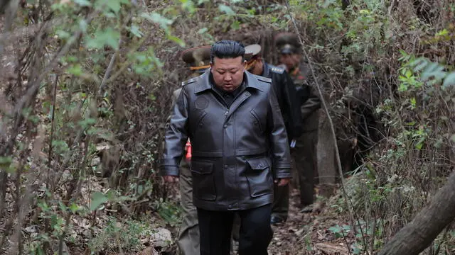 epa11676874 A photo released by the official North Korean Central News Agency (KCNA) on 23 October 2024 shows North Korean leader Kim Jong Un inspecting strategic missile bases, at an undisclosed location in North Korea, 23 October 2024. North Korean leader Kim Jong Un 'examined the readiness for action of strategic deterrence directly connected with the security of the country' and 'stressed the need to further modernize and fortify the strategic missile bases', according to the Korean Central News Agency (KCNA). EPA/KCNA EDITORIAL USE ONLY