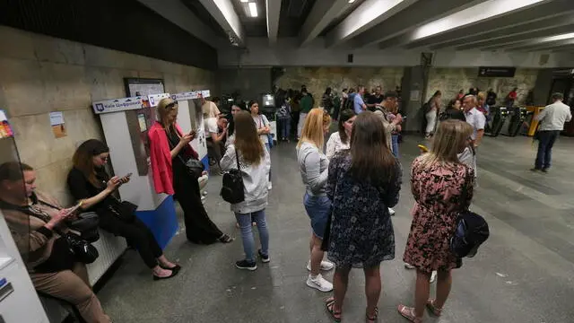 epa10661892 People take shelter inside a metro station during a rocket attack in Kyiv (Kiev), Ukraine, 29 May 2023, amid the Russian invasion. Ukrainian defense forces shot down a total of 67 air targets during the night and 11 during the day as Russia launched a new wave of air attacks against Ukraine, Commander-in-Chief of the Armed Forces of Ukraine Valerii Zaluzhnyi said on telegram. EPA/STEPAN FRANKO