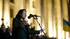 epa11689223 Georgian President Salome Zourabichvili speaks during a protest in Tbilisi, Georgia, 28 October 2024, opposing the results of the parliamentary elections held on 26 October. Nearly 20 parties competed for seats in the country's highest legislative body, which comprises 150 deputies. The ruling Georgian Dream party, in power for 12 years, won with 54.3 percent of the vote. In response, several parties announced a boycott of the parliament, and the opposition Coalition for Changes declined both parliamentary mandates and state funding. EPA/DAVID MDZINARISHVILI