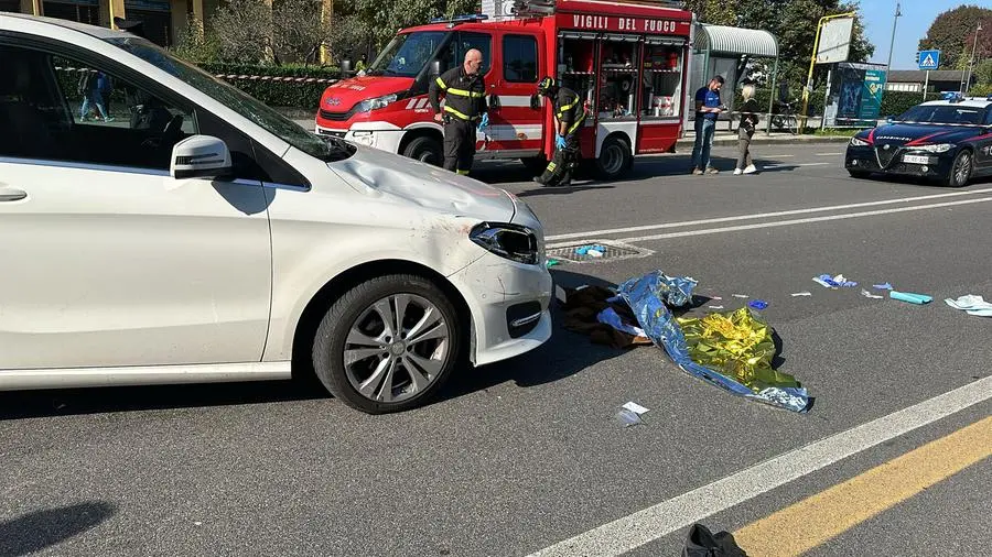 Lo scontro tra una bici e un'auto a Verolanuova