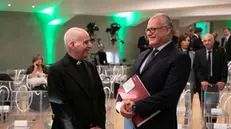 Rino Fisichella, arcivescovo, e Roberto Gualtieri, Sindaco di Roma, durante "Giubileo 2025 - Santa Sede e Deloitte: collaborare per vincere le grandi sfide del nostro tempo . 18 settembre 2024, Roma. ANSA/Emanuele Valeri