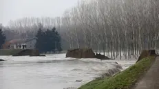 Lentigione frazione di Brescello in provincia di Reggio Emilia il punto in cui il fiume Enza ha rotto l'argine ed è esondato, 12 Dicembre 2017. ANSA/ELISABETTA BARACCHI