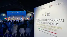 L'Agenzia per la promozione all'estero e l'internazionalizzazione delle imprese italiane (ITA) ha presentato oggi al Villaggio Italia la straordinaria "Mostra mondiale itinerante pluriennale". Questo evento riunisce le "squadre nazionali" delle eccellenze italiane durante le tappe del prestigioso Amerigo Vespucci, la nave scuola della Marina Militare che sta completando il giro del mondo cominciato nel luglio del 2023 dal porto di Genova. La presenza di Vespucci a Singapore mette in risalto la crescente collaborazione tra Italia e Singapore, dedicate a creare un nuovo hub FinTech globale, 25 ottobre 2024. ANSA / Domenico Palesse