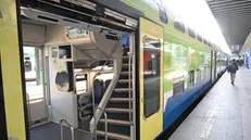 Il primo Treno Alta Frequentazione della flotta Trenord rinnovato in stazione Cadorna per la presentazione alla stampa, Milano., 24 gennaio 2024. ANSA/DANIEL DAL ZENNARO