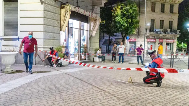 voghera ( pavia) - sparatoria nella notte in piazza meardi, l'assessore alla sicurezza massimo adriatici spara ad un uomo e lo uccide davani al bar ligure - carabinieri omicidio - foto torres /ph PaviaPress