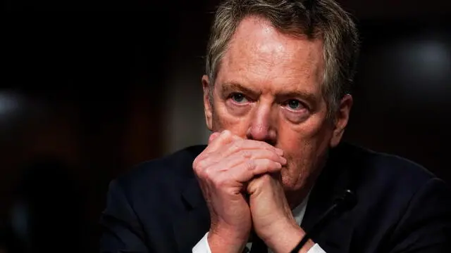 epa08491949 U.S. Trade Representative Robert Lighthizer listens during a Senate Finance Committee hearing on the 2020 Trade Policy Agenda, at Capitol Hill in Washington, DC, USA, 17 June 2020. EPA/Anna Moneymaker / POOL