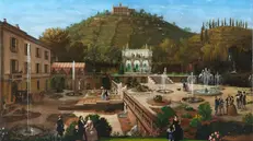 La veduta del giardino di Villa Richiedei di Angelo Inganni