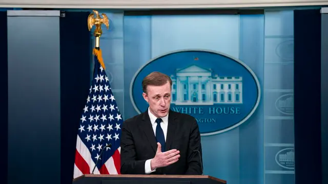 epa11719294 US national security adviser Jake Sullivan speaks during a news conference in the James S. Brady Press Briefing Room at the White House in Washington, DC, USA, on 13 November 2024. US President Joe Biden will meet his Chinese counterpart, Xi Jinping, in Peru on 16 November for the last of three in-person sit-downs between the leaders during the US president's term in office, according to senior administration officials. EPA/Al Drago / POOL