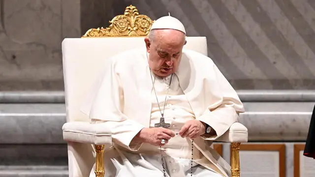 Pope Francis presides over the Prayer for the Peace in Saint Peter Basilica, Vatican, 27 October 2023. ANSA/MAURIZIO BRAMBATTI