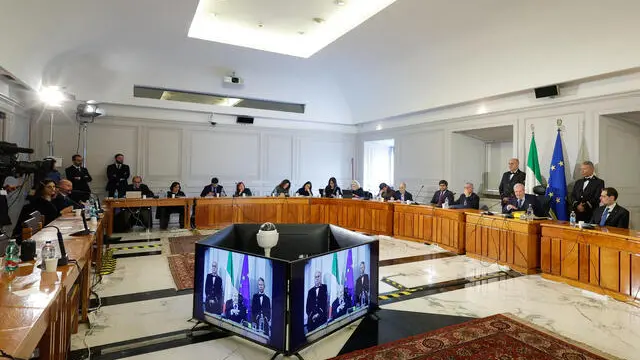 Il presidente della Corte Costituzionale Augusto Antonio Barbera a Palazzo della Consulta durante conferenza stampa in occasione della relazione annuale, Roma, 18 Marzo 2024. ANSA/GIUSEPPE LAMI