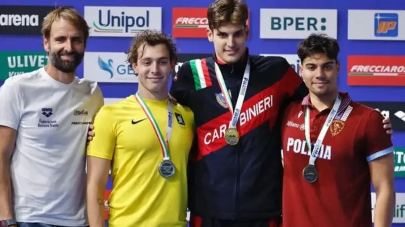 Il podio dei 400 stile libero - Foto dal profilo Instagram Gam Team