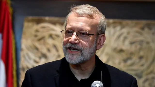 epa11722349 Senior Advisor to Iran's Supreme Leader Ayatollah Sayyed Ali Khamenei, Ali Larijani speaks at a press conference after a meeting with Lebanese Parliament Speaker Nabih Berri in Beirut, Lebanon, 15 November 2024. Larijani is in Beirut to meet with senior Lebanese officials to discuss bilateral relations and the ongoing conflict between Israel and Hezbollah. Larijani expressed Iran's support in current talks on a ceasefire in the Israel-Hezbollah conflict. EPA/ABBAS SALMAN