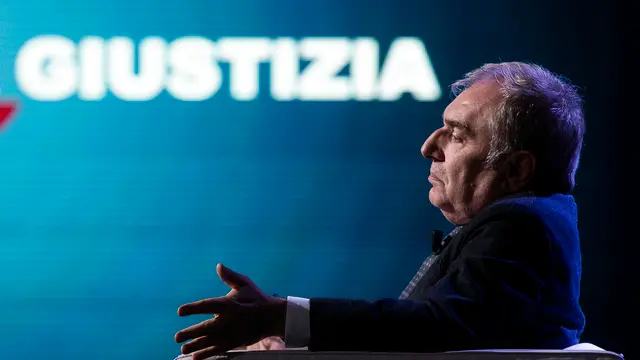 Il presidente Associazione Nazionale Magistrati (Anm) Giuseppe Santalucia, durante la quindicesima edizione del Salone della Giustizia, Roma, 06 novembre 2024. ANSA/ANGELO CARCONI