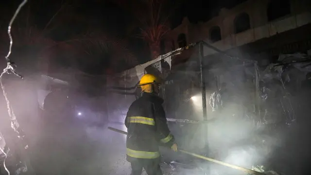 epa11717426 Palestinian Civil Defense personnel inspect destroyed tents of internally displaced Palestinians following an Israeli air strike in the west of Deir Al Balah town, central Gaza Strip, 12 November 2024. According to the Palestinian Ministry of Health in Gaza, at least two Palestinians were killed and another ten wounded in the Israeli airstrike. More than 43,600 PalestiniansÂ andÂ over 1,400 Israelis have been killed, according to the Palestinian Health Ministry and the IsraeliÂ Army, since Hamas militants launched an attack against Israel from the Gaza Strip on 07 October 2023, and the Israeli operations in Gaza and the West Bank which followed it. EPA/MOHAMMED SABER