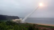 epa06115702 A handout photo made available by South Korea's Joint Chiefs of Staff (JCS) shows a US Army Tactical Missile System (ATacMS) being launched at an undisclosed location on the east coast, South Korea, 29 July 2017, as South Korea and the United States conduct a joint missile exercise in response to North Korea's firing an intercontinental ballistic missile the previous day. EPA/SOUTH KOREA'S JOINT CHIEFS OF STAFF HANDOUT HANDOUT EDITORIAL USE ONLY/NO SALES