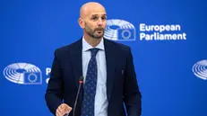 epa11483539 Italian MEP Nicola Procaccini (R) speaks during an European Conservatives and Reformists (ECR) group press conference on the 50th anniversary of the Turkish invasion of Cyprus of July 1974 at the European Parliament in Strasbourg, France, 17 July 2024. The first session of the new European Parliament opened on 16 July, with MEPs due to elect their president and vice-presidents for the next two and a half years. Roberta Metsola was re-elected as President of the European Parliament until 2027, with 562 votes in the first round. The EU Parliament's session runs from 16 until 19 July 2024. EPA/CHRISTOPHE PETIT TESSON