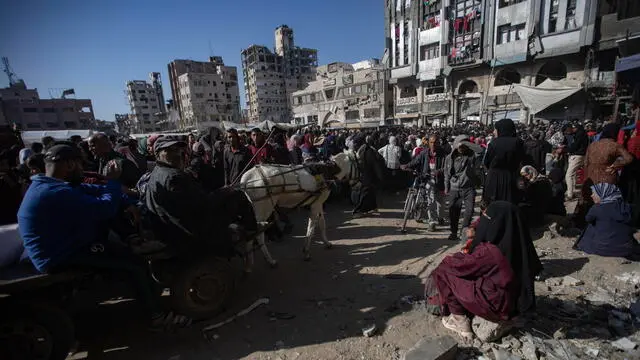 epa11730667 People wait in crowded lines for hours to buy bread at the only functioning bakery in Khan Younis camp since Israeli forces allowed limited amounts of flour and fuel into Khan Younis, southern Gaza Strip, 20 November 2024. More than 43,800 Palestinians and over 1,400 Israelis have been killed, according to the Palestinian Health Ministry and the Israeli Army, since Hamas militants launched an attack against Israel from the Gaza Strip on 07 October 2023, and the Israeli operations in Gaza and the West Bank which followed it. EPA/HAITHAM IMAD