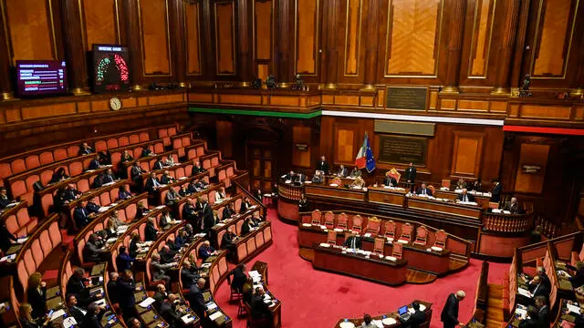 L aula di Palazzo Madama durante la votazione degli emendamenti in Senato sulla riforma del Codice della Strada, Roma, 20 novembre 2024. ANSA/RICCARDO ANTIMIANI