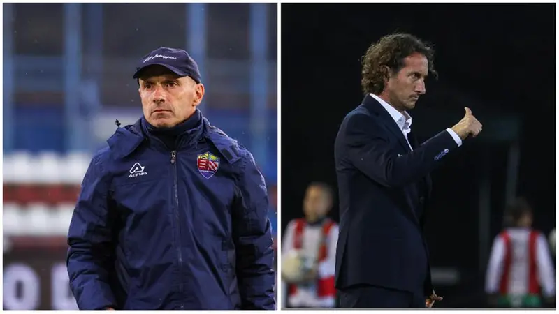 Sfida tra tecnici: Franzini a sinistra, Diana a destra - Foto New Reporter © www.giornaledibrescia.it