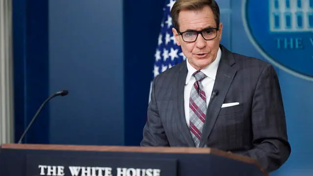 epa11678146 White House National Security Communications Advisor John Kirby gives remarks during a press briefing in the West Wing of the White House in Washington, DC, USA, 23 October 2024. EPA/AARON SCHWARTZ